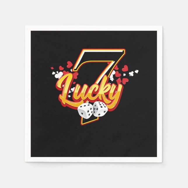 Gambler Casino Lucky 7 Seven Dice Game Gambling Serviette (Vorderseite)
