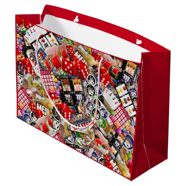 Gamblers Delight - Las Vegas Icons Große Geschenkt Große Geschenktüte (Rückseite Schrägansicht)