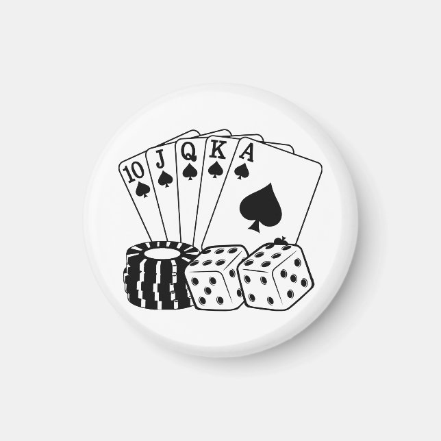 Gambling Casino Cards Dice Poker Chips Art  Magnet (Vorne)