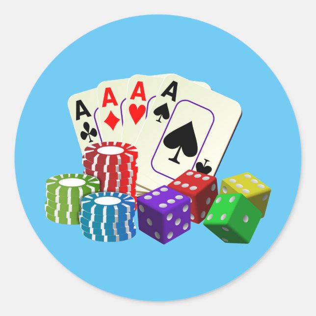 Gambling Casino Poker Chips Runder Aufkleber (Vorderseite)