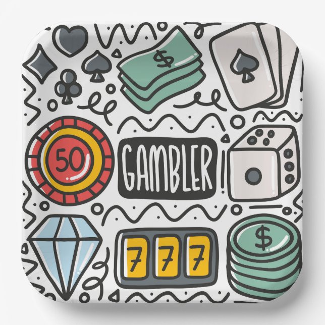 Gambling Casino Poker Pappteller (Vorderseite)