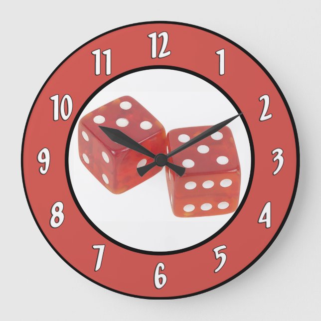 Gambling Dice Wall Clock Große Wanduhr (Vorderseite)