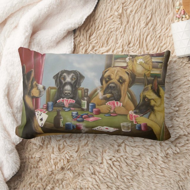 Gambling Hunde Pillow Lendenkissen (Decke)