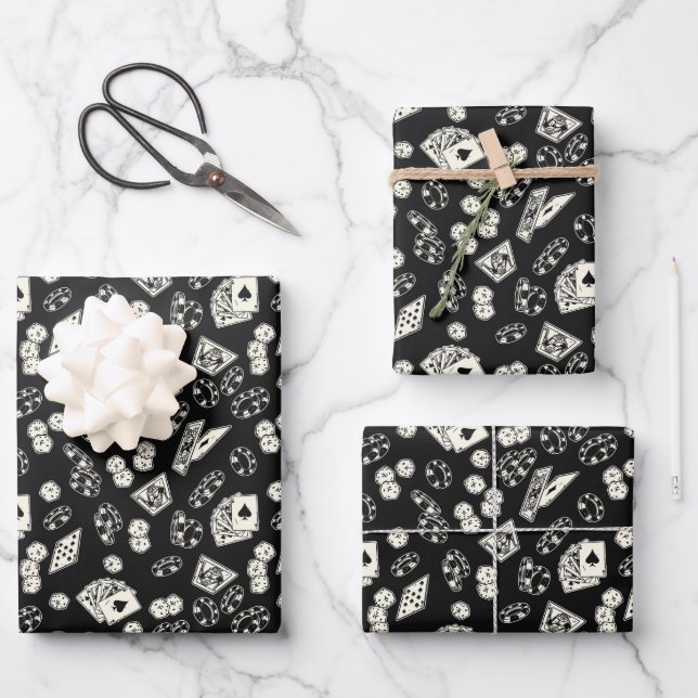 Gambling Poker Straight Flush Cards Würfel Geschenkpapier Set (Vorderseite)