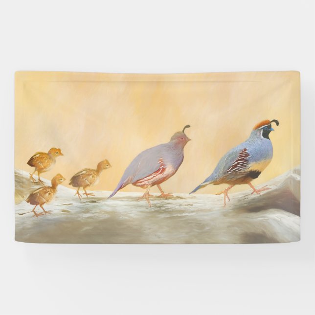 Gambrel's Quail Painting Original Bird Art Banner (Horizontal)