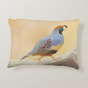 Gambrel's Quail Painting Original Bird Art Dekokissen