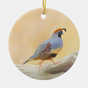 Gambrel's Quail Painting Original Bird Art Keramik Ornament