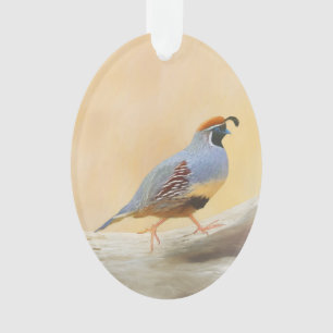 Gambrel's Quail Painting Original Bird Art Ornament