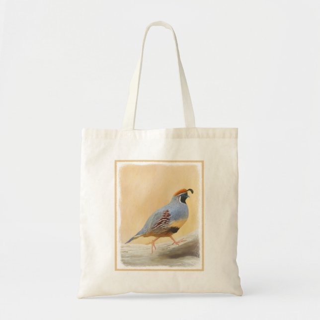 Gambrel's Quail Painting Original Bird Art Tragetasche (Vorne)