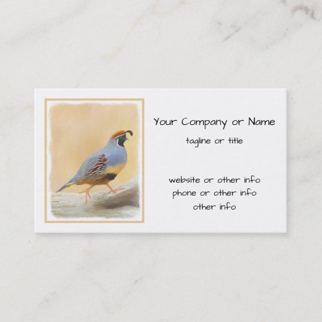 Gambrel's Quail Painting Original Bird Art Visitenkarte (Vorderseite)