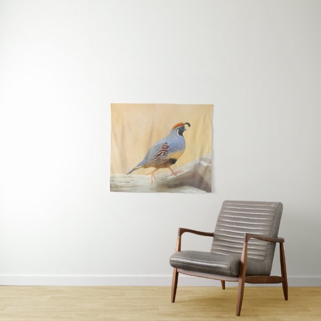 Gambrel's Quail Painting - Original Wild Bird Art Wandteppich (Beispiel (Horizontal))