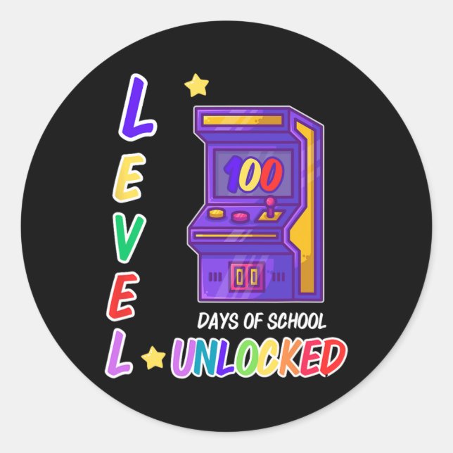 Game Arcade Controller Level 100 Days of School Runder Aufkleber (Vorderseite)