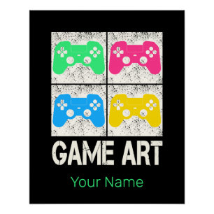 Game Art Vintag Gamepad Retro Controller Gamer Poster