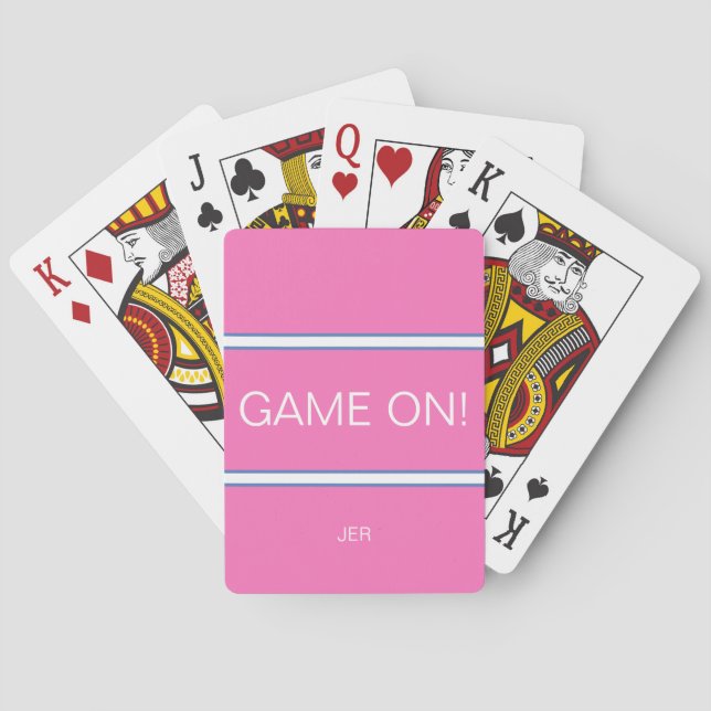 GAME AUF Niedlichem, Girly Mit Monogramm Fun Moder Spielkarten (Rückseite)