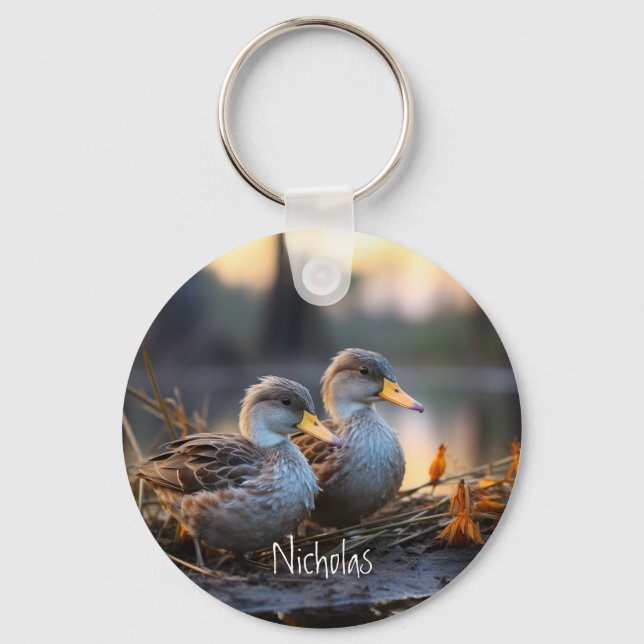 Game Bird Ducks Freunde für immer anpassen Name Schlüsselanhänger (Vorderseite)