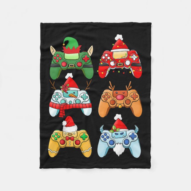 Game Controller Christmas Weihnachtsmannmütze Game Fleecedecke (Vorderseite)