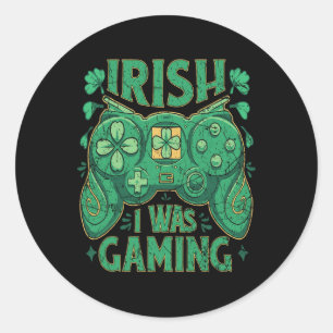 Game Controller Irish Gamer Boys St Patricks Day Runder Aufkleber