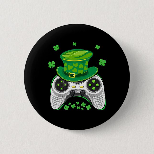 Game Controller Kleeblatt Gamer St Patricks Day Ga Button (Vorderseite)