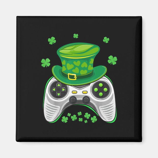 Game Controller Kleeblatt Gamer St Patricks Day Ga Magnet (Vorne)