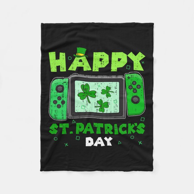 Game Controller Kleeblatt St Patricks Day Gamer Ga Fleecedecke (Vorderseite)