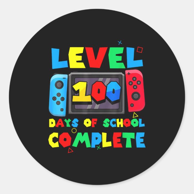 Game Controller Level 100 Days Of School Complete  Runder Aufkleber (Vorderseite)