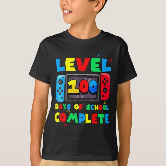 Game Controller Level 100 Days Of School Complete  T-Shirt (Vorderseite)