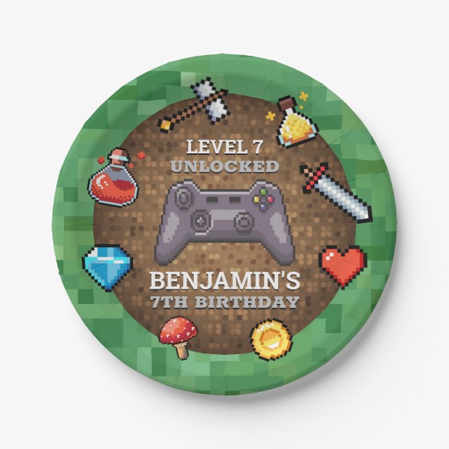 Game Controller Level Up Geburtstag Pappteller (Vorderseite)