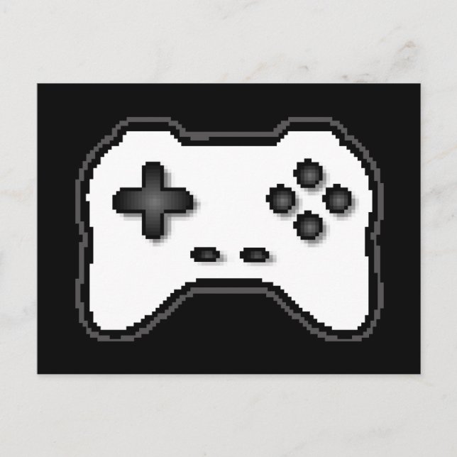 Game Controller Schwarz-weiß 8-Bit Video Game Styl Postkarte (Vorderseite)