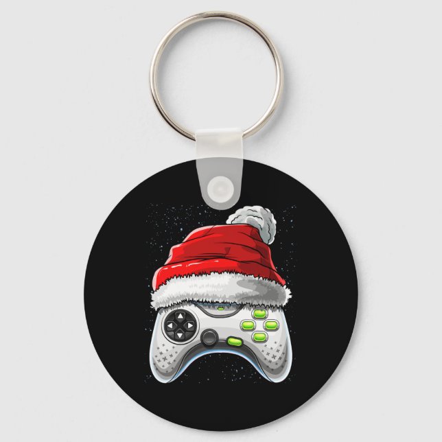 Game Controller Weihnachts-Weihnachtsmannmütze Gam Schlüsselanhänger (Vorderseite)