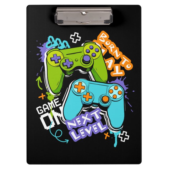 Game controllers Graffiti  Gaming Born To Play  Klemmbrett (Vorderseite)