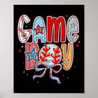 Game Day Baseball Coquette Mama Checkered Mütter Poster