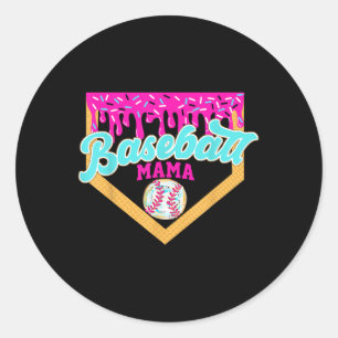 Game Day Baseball Mama Ice Cream Tropfen Baseball  Runder Aufkleber