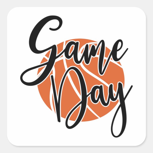 Game Day Basketball Shirt drucken Quadratischer Aufkleber (Vorderseite)