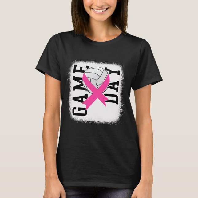  Game Day Bruastkrebs Bewusstsein Pink Volleyball T-Shirt (Vorderseite)