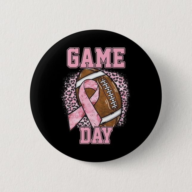 Game Day - Brustkrebs Bewusstsein Pink Football M Button (Vorderseite)