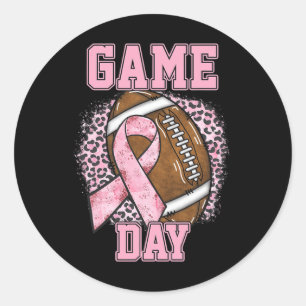 Game Day - Brustkrebs Bewusstsein Pink Football M Runder Aufkleber