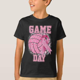 Game Day Brustkrebs-Bewusstsein Pink Volleyball T-Shirt