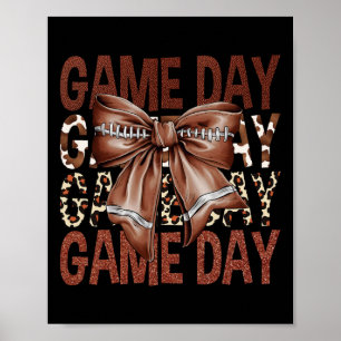 Game Day Football Bow Leopard Frauen Mädchen Kinde Poster