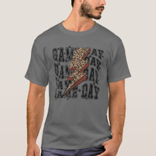 Game Day Football Leopard Blitzball Bolt Football T-Shirt