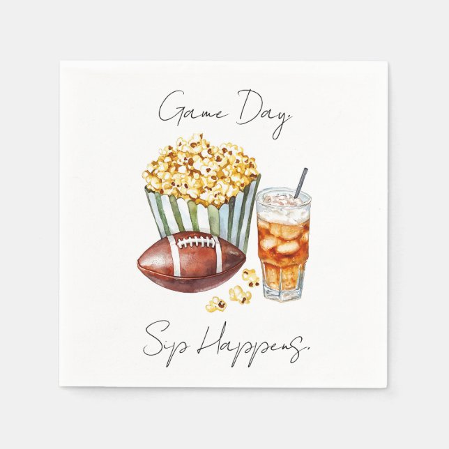 "Game Day, Sip Happens" Serviette (Vorderseite)