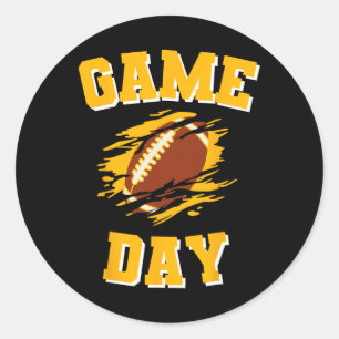 Game Day startet schwarze und gelbe Fußballmannsch Runder Aufkleber
