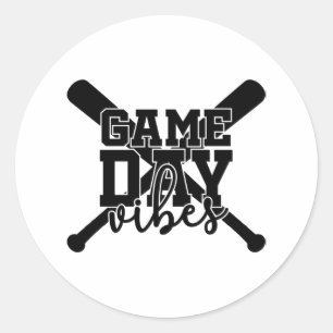 Game Day Vibes Baseball Print Runder Aufkleber