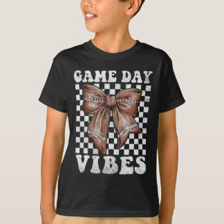 Game Day Vibes Coquette Bow Football Mama Football T-Shirt