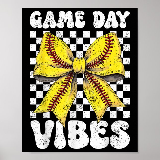 Game Day Vibes Coquette Bow Softball Mama Softball Poster (Vorne)