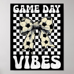 Game Day Vibes Groovy Coquette Bogen Fußball Fraue Poster