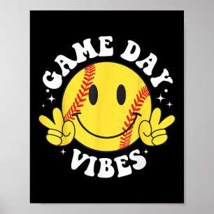 Game Day Vibes Smile Face Softball Mama Mama Siste Poster