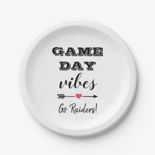 Game Day Vibes Team Personalisierter Herztext Pappteller