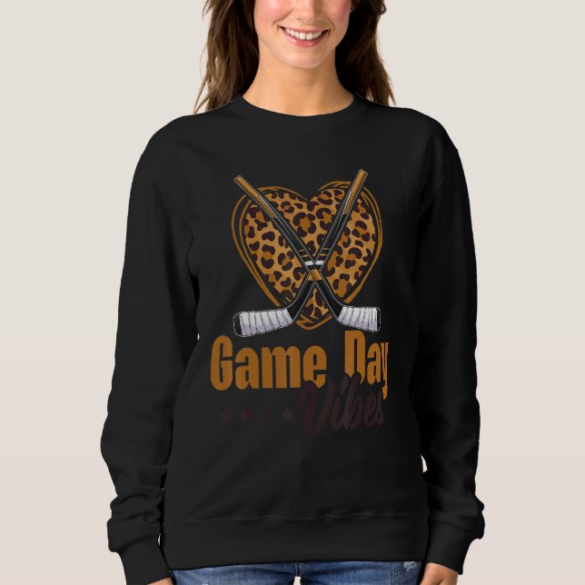 Game Day Vibes Women Mama Leopard Herz Ho Sweatshirt (Vorderseite)