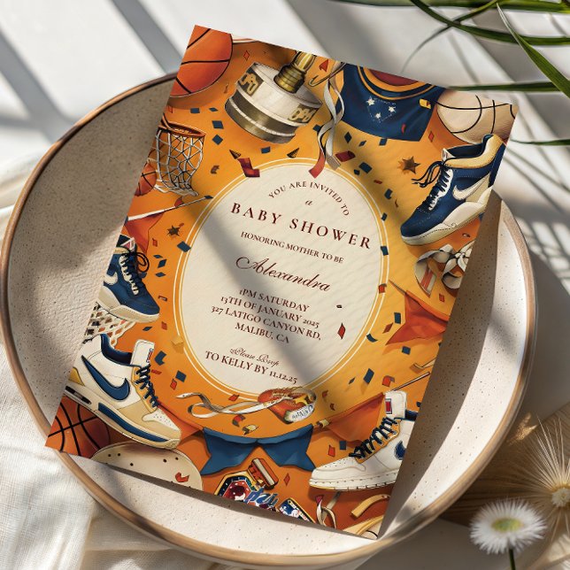 Game Day Vintage Basketball Baby Shower Einladung (Von Creator hochgeladen)