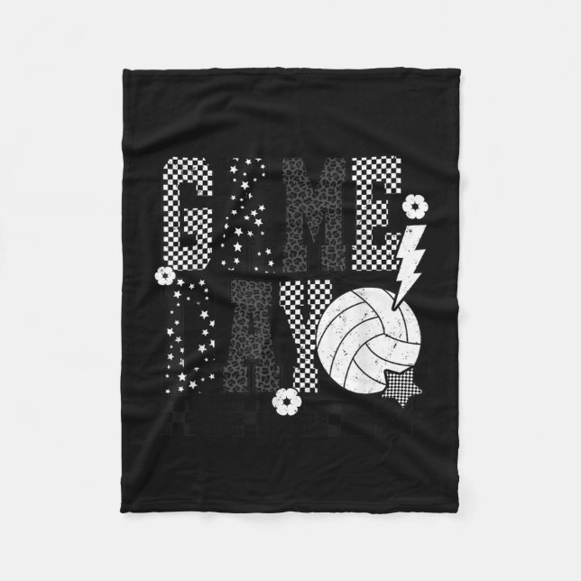 Game Day Volleyball Checked Funny Volleyball Fleecedecke (Vorderseite)